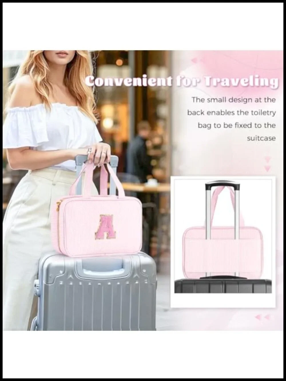Personalized Toiletry Bag Makeup Bag Set Canvas Zipper Travel Organizer